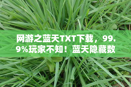 网游之蓝天TXT下载,99.9%玩家不知!蓝天隐藏数值链竟藏着颠覆性爆率公式 网游之蓝天TXT下载,99.9%玩家不知!蓝天隐藏数值链竟藏着颠覆性爆率公式