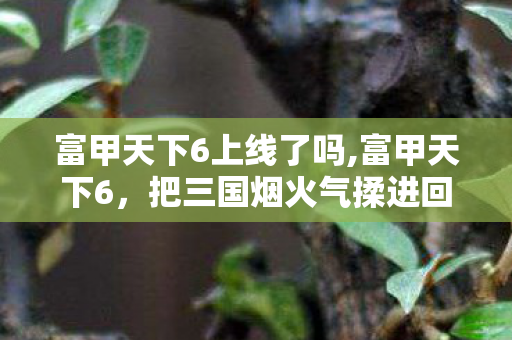 富甲天下6上线了吗,富甲天下6，把三国烟火气揉进回合棋盘的趣味新旅程