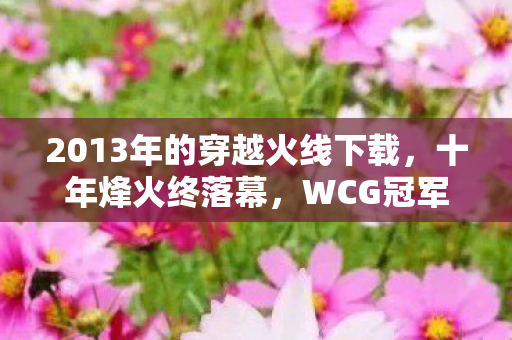 2013年的穿越火线下载，十年烽火终落幕，WCG冠军之谜，泪目见证CF王朝的黄昏