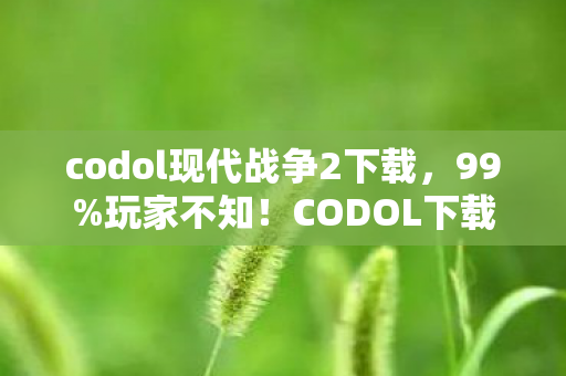 codol现代战争2下载，99%玩家不知！CODOL下载后竟藏着这3大逆天隐藏机制
