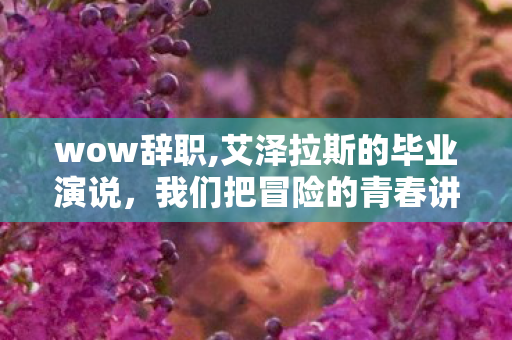 wow辞职,艾泽拉斯的毕业演说,我们把冒险的青春讲给晚风听 wow辞职,艾泽拉斯的毕业演说,我们把冒险的青春讲给晚风听