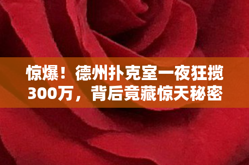 惊爆!德州扑克室一夜狂揽300万,背后竟藏惊天秘密? 惊爆!德州扑克室一夜狂揽300万,背后竟藏惊天秘密?