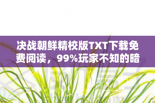 决战朝鲜精校版TXT下载免费阅读,99%玩家不知的暗战,当虚拟朝鲜的硝烟,灼穿现实灵魂的1% 决战朝鲜精校版TXT下载免费阅读,99%玩家不知的暗战,当虚拟朝鲜的硝烟,灼穿现实灵魂的1%