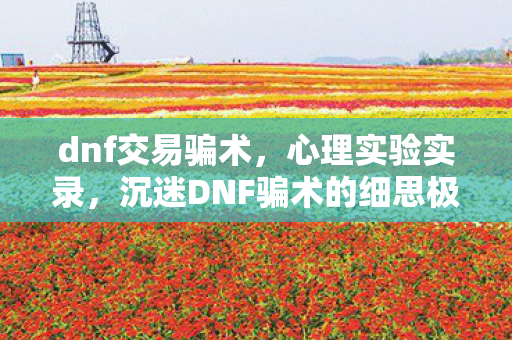 dnf交易骗术，心理实验实录，沉迷DNF骗术的细思极恐自我麻醉剂量报告