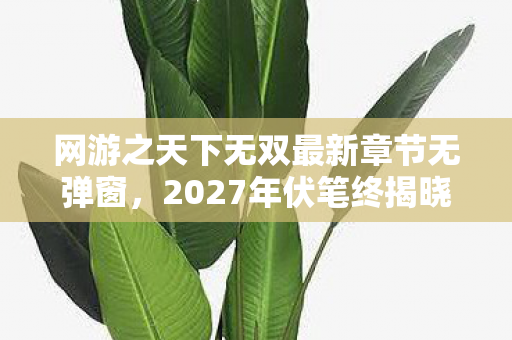 网游之天下无双最新章节无弹窗，2027年伏笔终揭晓，情缘一句等你让我鼻子一酸