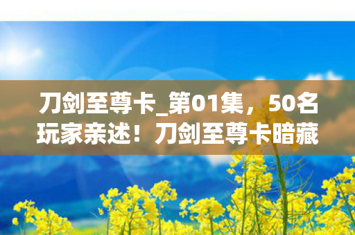 刀剑至尊卡_第01集，50名玩家亲述！刀剑至尊卡暗藏玄机？网吧大神听完直接绷不住了