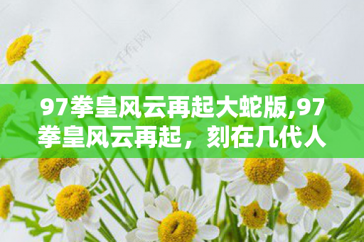 97拳皇风云再起大蛇版,97拳皇风云再起，刻在几代人青春里的街机热血印记