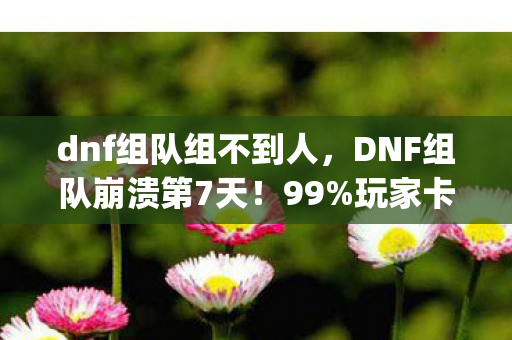 dnf组队组不到人,DNF组队崩溃第7天!99%玩家卡在加载页,这bug藏着什么致命真相? dnf组队组不到人,DNF组队崩溃第7天!99%玩家卡在加载页,这bug藏着什么致命真相?