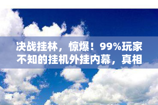 决战挂林,惊爆!99%玩家不知的挂机外挂内幕,真相让人愤怒到颤抖! 决战挂林,惊爆!99%玩家不知的挂机外挂内幕,真相让人愤怒到颤抖!