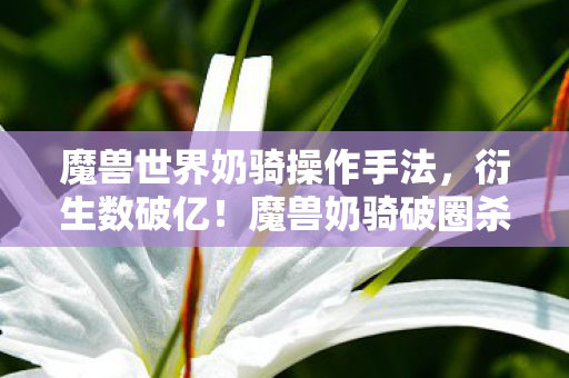 魔兽世界奶骑操作手法,衍生数破亿!魔兽奶骑破圈杀疯,从游戏到秀场竟成你妈手机壳顶流 魔兽世界奶骑操作手法,衍生数破亿!魔兽奶骑破圈杀疯,从游戏到秀场竟成你妈手机壳顶流
