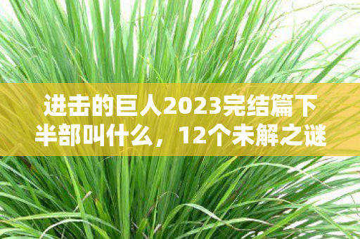 进击的巨人2023完结篇下半部叫什么,12个未解之谜!进击的巨人完结篇下半部藏着多少惊天反转? 进击的巨人2023完结篇下半部叫什么,12个未解之谜!进击的巨人完结篇下半部藏着多少惊天反转?