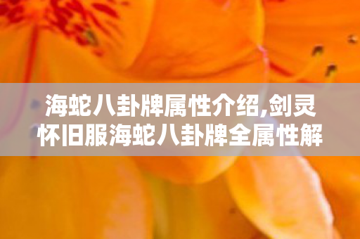 海蛇八卦牌属性介绍,剑灵怀旧服海蛇八卦牌全属性解析 副本适配玩法指南 海蛇八卦牌属性介绍,剑灵怀旧服海蛇八卦牌全属性解析 副本适配玩法指南