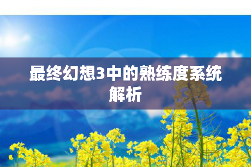最终幻想3中的熟练度系统解析图片