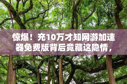 惊爆！充10万才知网游加速器免费版背后竟藏这隐情，吓尿了！