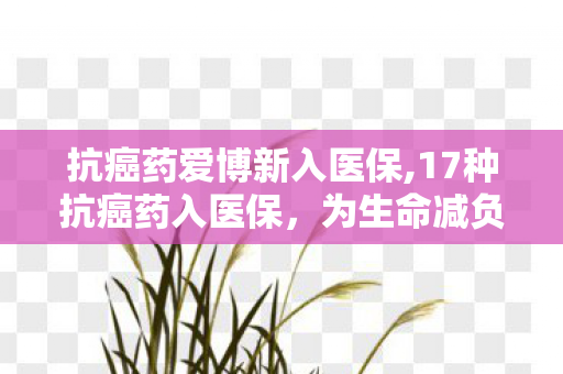 抗癌药爱博新入医保,17种抗癌药入医保，为生命减负的民生暖意
