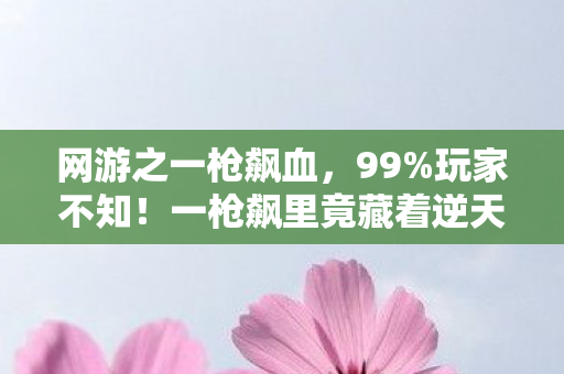 网游之一枪飙血，99%玩家不知！一枪飙里竟藏着逆天机制，从菜鸟到枪神只需3步？