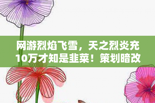 网游烈焰飞雪,天之烈炎充10万才知是韭菜!策划暗改爆率坑哭土豪,这操作吓尿了! 网游烈焰飞雪,天之烈炎充10万才知是韭菜!策划暗改爆率坑哭土豪,这操作吓尿了!