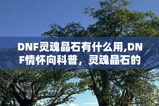 DNF灵魂晶石有什么用,DNF情怀向科普，灵魂晶石的核心用途全梳理