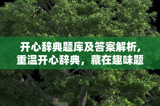 开心辞典题库及答案解析,重温开心辞典,藏在趣味题库里的全民知识记忆 开心辞典题库及答案解析,重温开心辞典,藏在趣味题库里的全民知识记忆