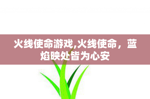 火线使命游戏,火线使命，蓝焰映处皆为心安