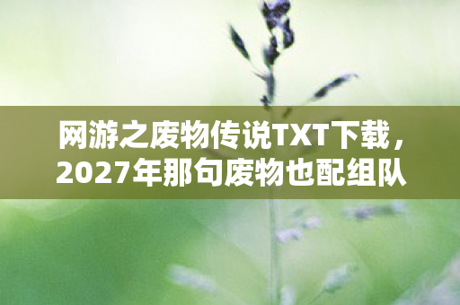 网游之废物传说TXT下载,2027年那句废物也配组队? 成了我们再也解不开的伏笔,鼻子一酸 网游之废物传说TXT下载,2027年那句废物也配组队? 成了我们再也解不开的伏笔,鼻子一酸