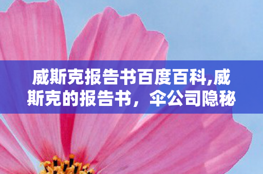威斯克报告书百度百科,威斯克的报告书,伞公司隐秘往事里的特殊观测手记 威斯克报告书百度百科,威斯克的报告书,伞公司隐秘往事里的特殊观测手记