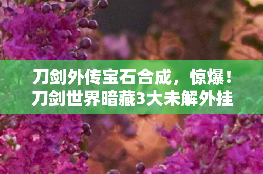 刀剑外传宝石合成，惊爆！刀剑世界暗藏3大未解外挂玄机，玩家集体破防！