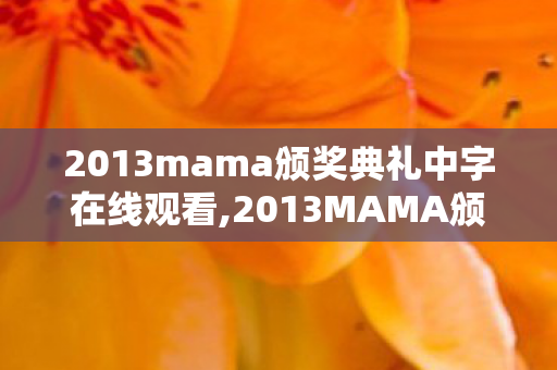 2013mama颁奖典礼中字在线观看,2013MAMA颁奖礼中字版本，一代人共享的韩流黄金时代记忆