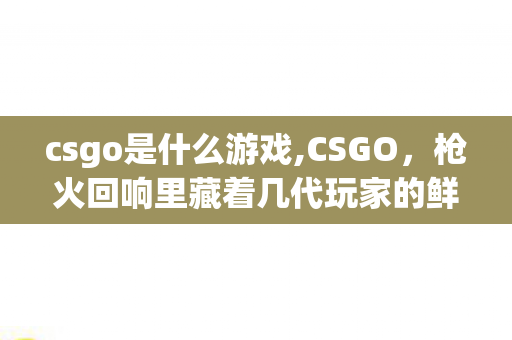 csgo是什么游戏,CSGO,枪火回响里藏着几代玩家的鲜活青春印记 csgo是什么游戏,CSGO,枪火回响里藏着几代玩家的鲜活青春印记