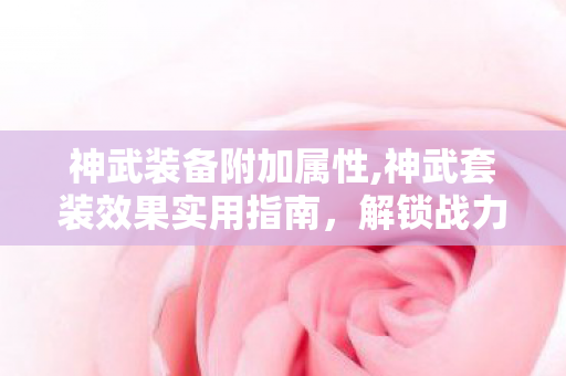 神武装备附加属性,神武套装效果实用指南,解锁战力进阶的多元思路 神武装备附加属性,神武套装效果实用指南,解锁战力进阶的多元思路