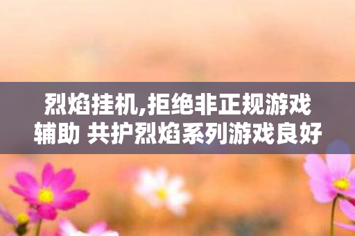 烈焰挂机,拒绝非正规游戏辅助 共护烈焰系列游戏良好游玩环境 烈焰挂机,拒绝非正规游戏辅助 共护烈焰系列游戏良好游玩环境