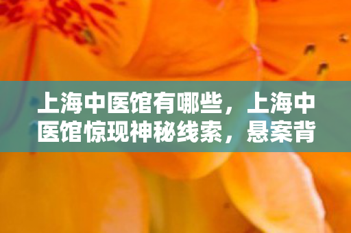 上海中医馆有哪些,上海中医馆惊现神秘线索,悬案背后毛骨悚然真相待解 上海中医馆有哪些,上海中医馆惊现神秘线索,悬案背后毛骨悚然真相待解
