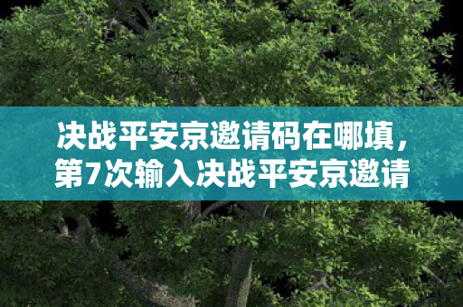 决战平安京邀请码在哪填，第7次输入决战平安京邀请码后，蹊跷事件频发，后背发凉！