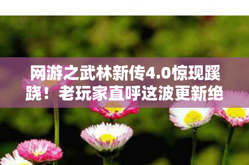 网游之武林新传4.0惊现蹊跷！老玩家直呼这波更新绝了