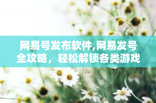 网易号发布软件,网易发号全攻略，轻松解锁各类游戏专属福利与测试资格