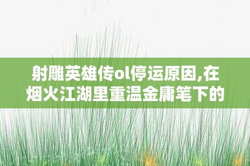 射雕英雄传ol停运原因,在烟火江湖里重温金庸笔下的侠骨柔情 射雕英雄传ol停运原因,在烟火江湖里重温金庸笔下的侠骨柔情