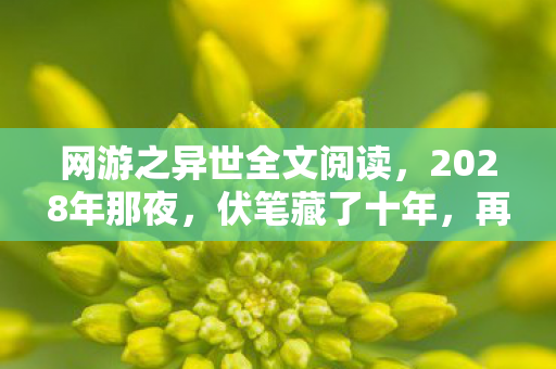 网游之异世全文阅读,2028年那夜,伏笔藏了十年,再见时鼻子一酸竟是永别? 网游之异世全文阅读,2028年那夜,伏笔藏了十年,再见时鼻子一酸竟是永别?
