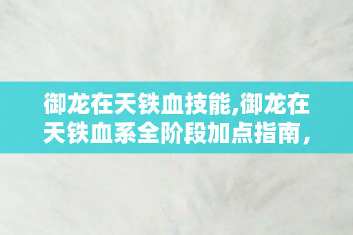 御龙在天铁血技能,御龙在天铁血系全阶段加点指南，打造能抗能打的国战核心战士