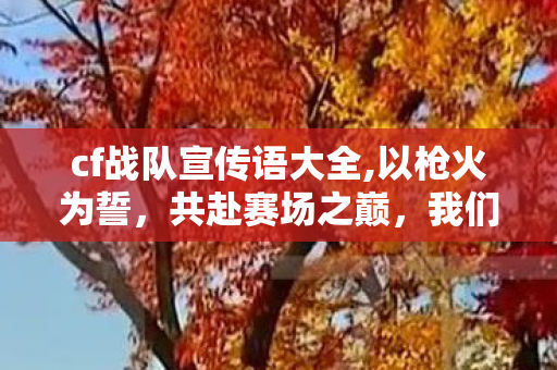 cf战队宣传语大全,以枪火为誓,共赴赛场之巅,我们的CF战队邀你并肩作战 cf战队宣传语大全,以枪火为誓,共赴赛场之巅,我们的CF战队邀你并肩作战
