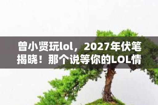 曾小贤玩lol，2027年伏笔揭晓！那个说等你的LOL情缘，让我鼻子一酸