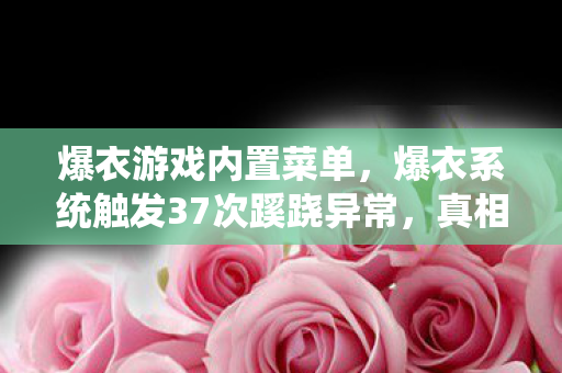 爆衣游戏内置菜单，爆衣系统触发37次蹊跷异常，真相揭晓时后背发凉！