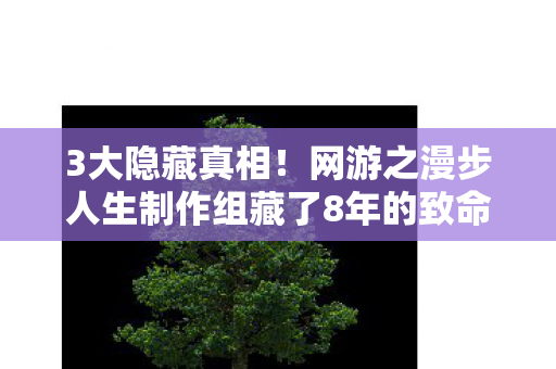 3大隐藏真相！网游之漫步人生制作组藏了8年的致命设计