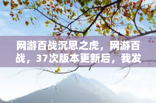 网游百战沉思之虎,网游百战,37次版本更新后,我发现了策划埋藏的惊天秘密 网游百战沉思之虎,网游百战,37次版本更新后,我发现了策划埋藏的惊天秘密