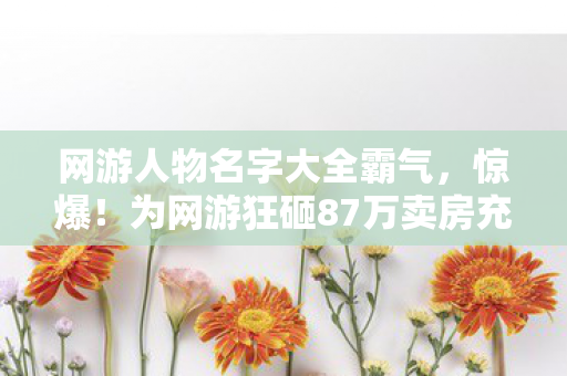 网游人物名字大全霸气,惊爆!为网游狂砸87万卖房充值,老婆怒签离婚协议我悔断肠 网游人物名字大全霸气,惊爆!为网游狂砸87万卖房充值,老婆怒签离婚协议我悔断肠