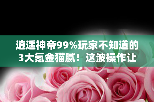 逍遥神帝99%玩家不知道的3大氪金猫腻！这波操作让我连夜卸载又偷偷下回