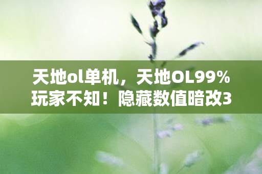 天地ol单机，天地OL99%玩家不知！隐藏数值暗改300%爆率竟是陷阱？
