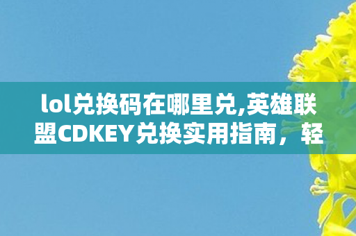lol兑换码在哪里兑,英雄联盟CDKEY兑换实用指南，轻松解锁专属游戏福利