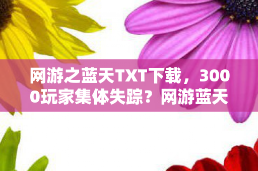 网游之蓝天TXT下载，3000玩家集体失踪？网游蓝天惊现数据坟场，老炮，我绷不住了