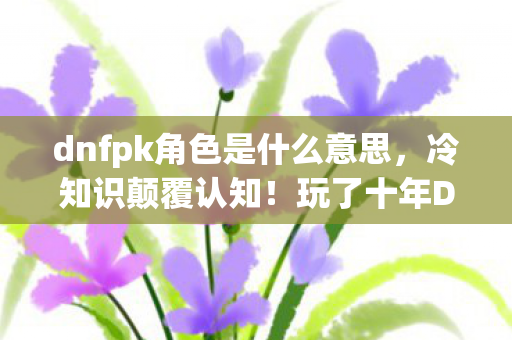 dnfpk角色是什么意思,冷知识颠覆认知!玩了十年DNF的我竟目瞪口呆,PK服真相是自我处刑现场 dnfpk角色是什么意思,冷知识颠覆认知!玩了十年DNF的我竟目瞪口呆,PK服真相是自我处刑现场