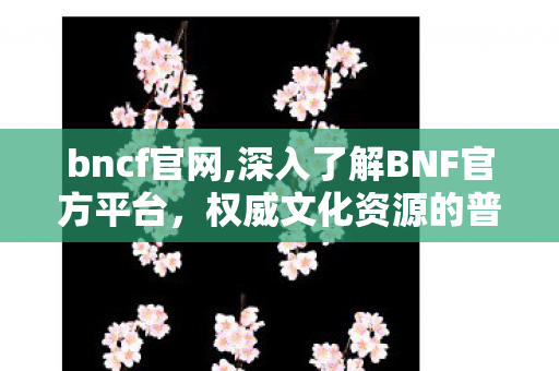 bncf官网,深入了解BNF官方平台,权威文化资源的普惠窗口 bncf官网,深入了解BNF官方平台,权威文化资源的普惠窗口